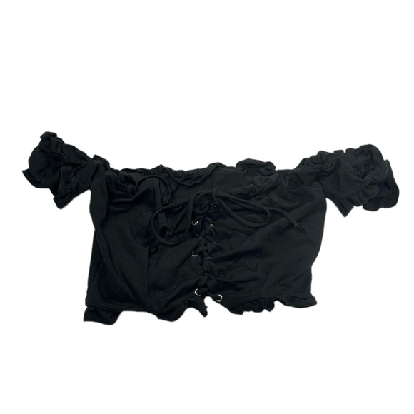 Sarah La size large off the shoulder style black lace up top in great condition! - Picture 1 of 8